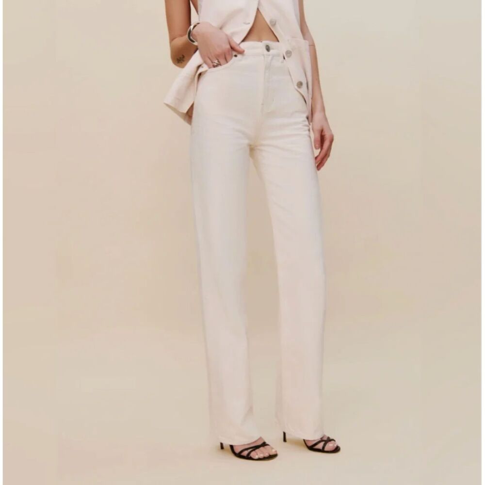 Reformation High-Rise Straight Jeans in Off-White